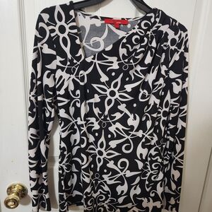 Narciso Rodriguez Black and White Floral Blouse